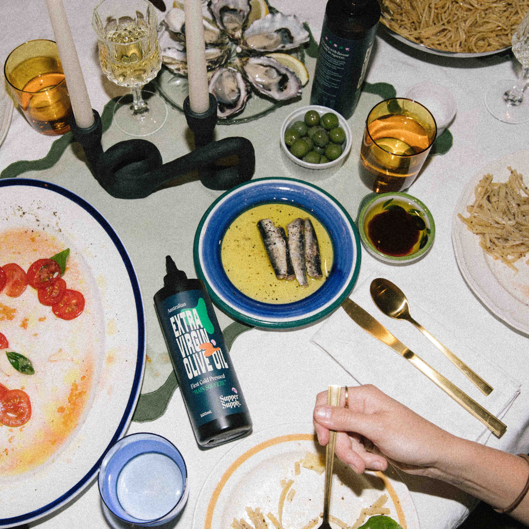Spaghetti being served at a dinner party